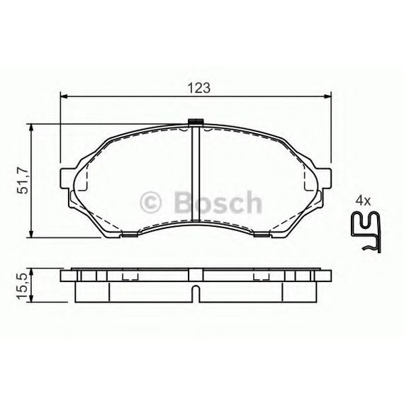 Тормозные колодки Bosch дисковые передние MAZDA 323 1.3i,1.5i,1.6i -03 0986424610 | Зображення 1