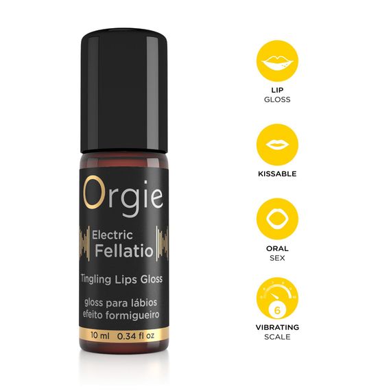Блеск для губ с эффектом вибрации Orgie Electric Fellatio Lips Gloss, 10 мл, вкус фруктового ассорти | Зображення 2