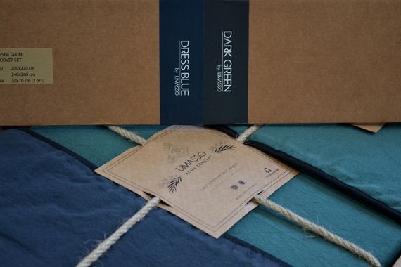 Постельное белье Limasso Stonewashed Essualte 200 х 220 см Dress Blue - Dark Green | Зображення 7