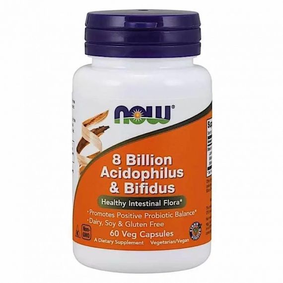 Пробіотик NOW Foods Acidophilus & Bifidus 8 billion 60 Veg Caps