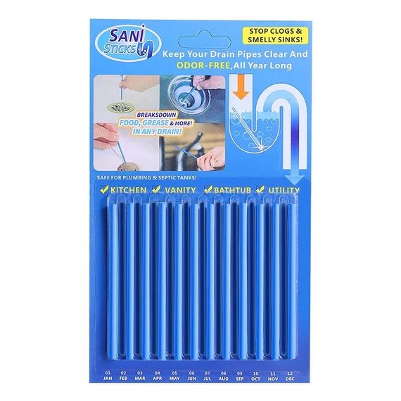 Палички для очищення труб і раковин від засмічень і запахів sani sticks (12 шт. в пакованні) | Зображення 1