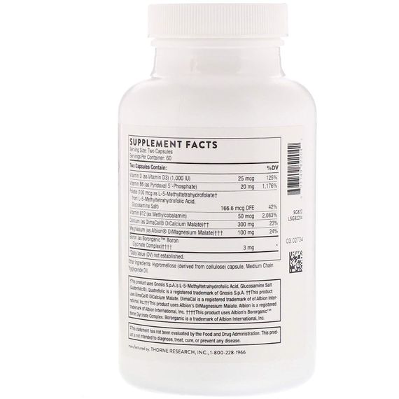 Комплекс для підтримки здоров'я кісток при менопаузі Thorne Research Oscap, 120 Capsules | Зображення 1