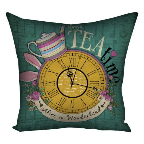 Подушка габардинова з принтом Always tea time Alice in Wonderland 40x40 (4P_WON003)