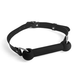 Кляп Палка, силикон и натуральная кожа, Art of Sex - Gag Stick Silicon, Черный, One Size