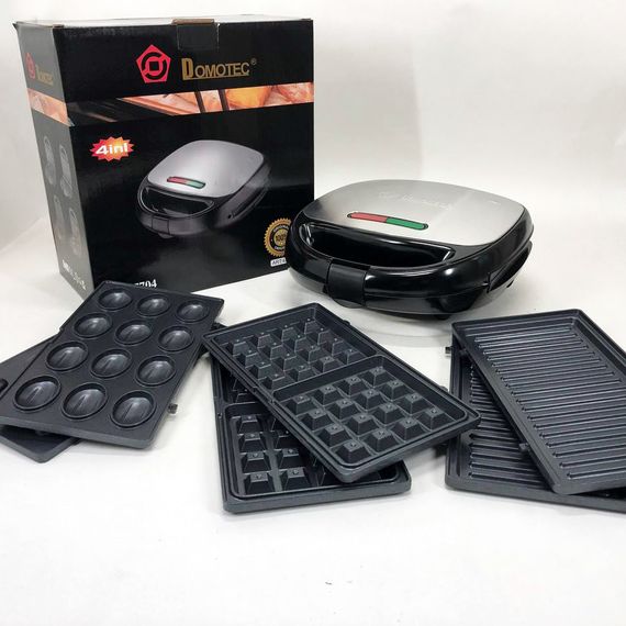 Мультипекар вафельниця бутербродниця сендвічниця гриль електрична 4 в 1 зі знімними формами AW-228 Domotec MS-7704 | Зображення 4