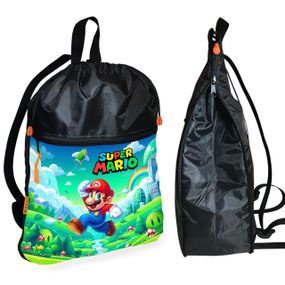 Рюкзак-мішок для взуття, спортивної форми Супер Маріо «Super Mario» дитяча сумка для змінки з розширювачем (01313)