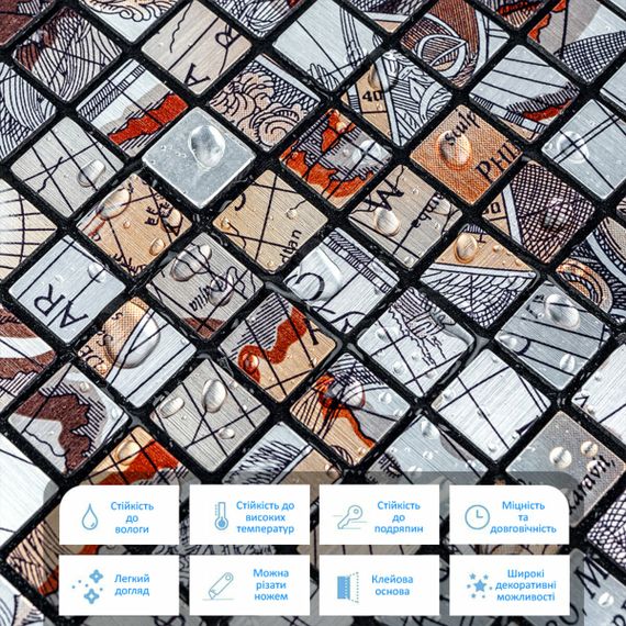 Самоклеюча алюмінієва плитка 300х300х3мм Сірий квадратик SW-00001926 | Зображення 3