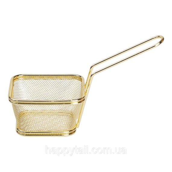 Корзина сервировочная для подачи картофеля фри и снеков 10,5×9x5,5 см Золотая HP-19-4-S-G | Зображення 1
