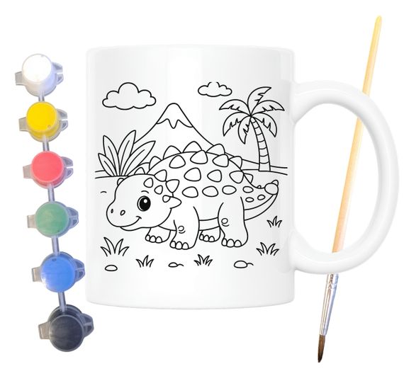 Набор для творчества кружка раскраска Динозавр 330 мл белая (КР0158) | Зображення 1