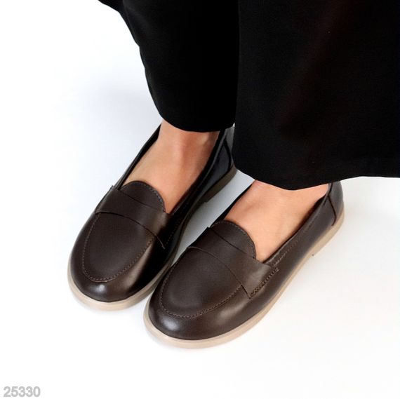 Класичні шкіряні лофери колір гіркий Шоколад виробництво Україна | Зображення 7