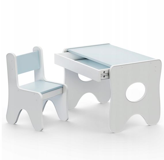 Комплект дитячих меблів столик та стільчик 70×45×51, стіл та стілець у дитячу, білий з блакитним | Зображення 2