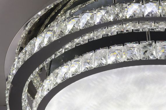 Люстра стельова кришталева LED з пультом 25671 Хром 18х80х80 см. | Зображення 8