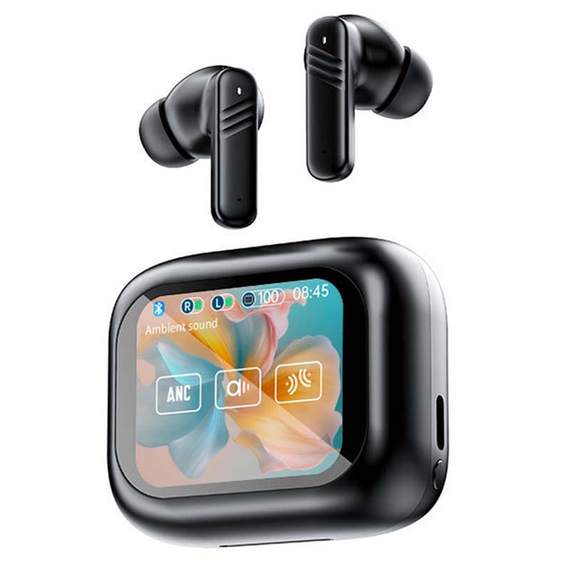Бездротові навушники LX-10 TWS Earbuds з LED дисплеєм, Bluetooth 5.4, ANC+ENC, 320mAh Black