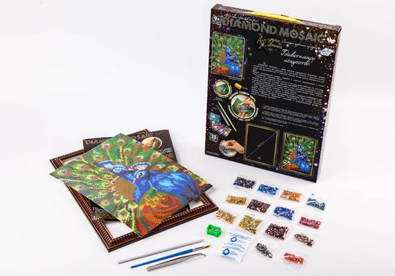 Креативна творчість "Діамантовий живопис. DIAMOND MOSAIC" DM-02 Danko Toys Пава Вид 3 | Зображення 1