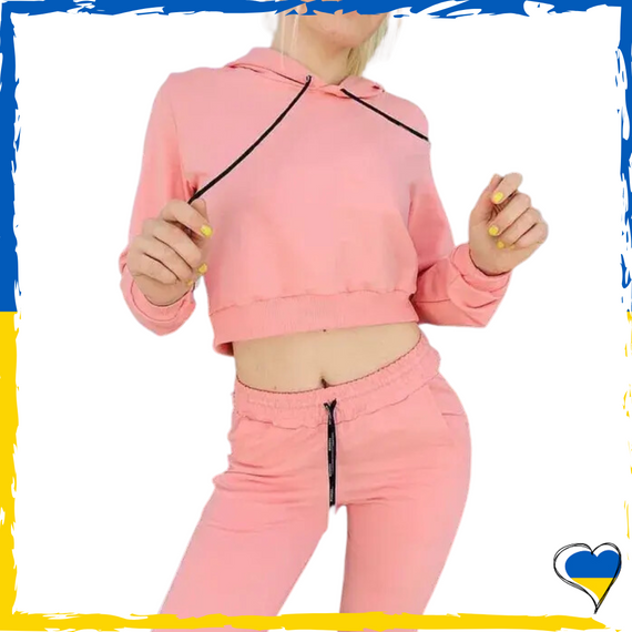 Жіночий спортивний костюм. Топ + штани. Костюм жіночий рожевий 42-48