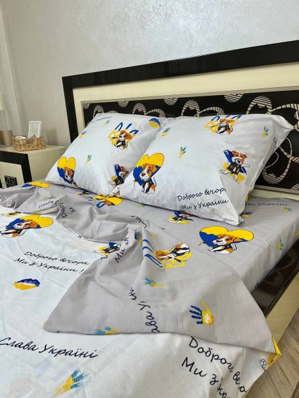 Комплект постельного белья Soft полуторный Пес Патрон сердце 150х215 см | Зображення 1