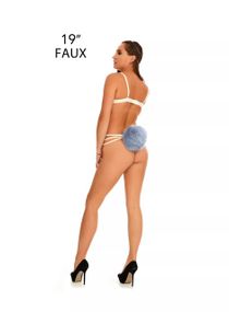 Анальний хутряний хвіст зайчика без пробки, Світло-блакитний, OKOVA sexstyle