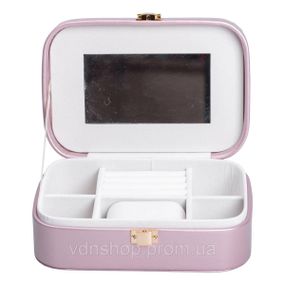 Скринька для прикрас з еко шкіри 20×14×7 см із дзеркалом органайзер для ювелірних виробів HP-5-32P