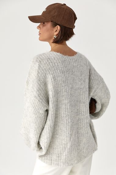 Подовжений джемпер легкої в'язки - світло-сірий цвет, ONE SIZE (є розміри) | Зображення 1