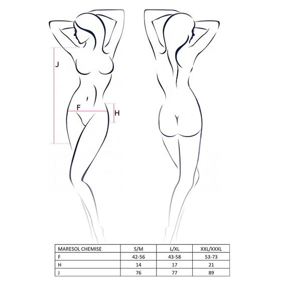 Прозора сорочка з відкритою спиною Passion MARESOL CHEMISE L/XL, black, трусики | Зображення 4