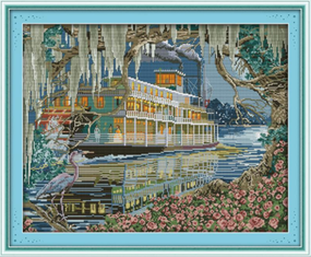 Набор для вышивания по нанесённой на канву схеме "Sailing". AIDA 14CT printed 56*45 см