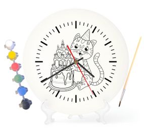 Детский набор для творчества часы раскраска Котик 30 см (Г0159)