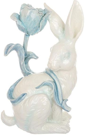 Декоративна фігурка "Кролик з блакитною Квіткою" 20х12.4х30см, полістоун