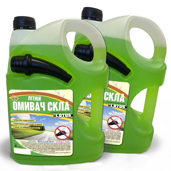 Омивач скла Літній "Яблуко" Lotus каністра з носиком УПАКОВКА 2 шт. x 4 л