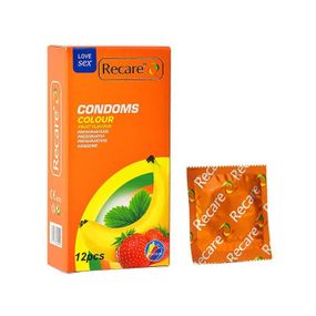 Презервативи Recare Color Fruit Flavour Condoms 12 шт, аромати: м'ята, банан, полуниця