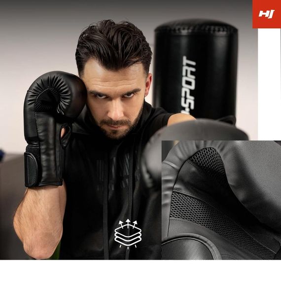 Боксерські рукавиці Hop-Sport HS-BG12 12oz чорні | Зображення 8
