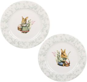 Набір 6 тарілок порцелянових "Floral Green. Великодній Кролик" Ø19см