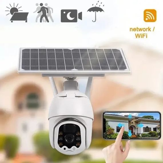 Поворотная уличная IP Solar камера PTZ видеонаблюдения с солнечной панелью | Зображення 4
