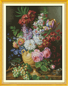 Набір для вишивання за нанесеною на канву схемою "Beautiful vase". AIDA 14CT printed, 50*63 см