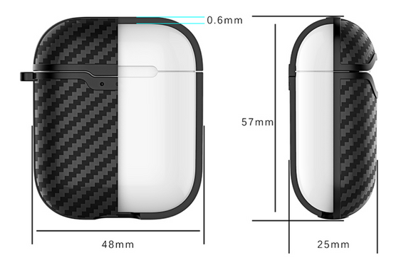 Силиконовый чехол Primo Carbon Fiber для AirPods 2 - Black | Зображення 2