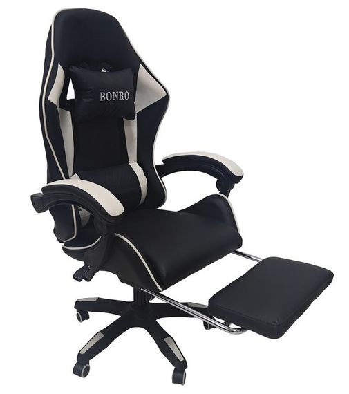 Крісло геймерське Bonro Бонро B-945 біле з підставкою для ніг (42401106) | Зображення 1