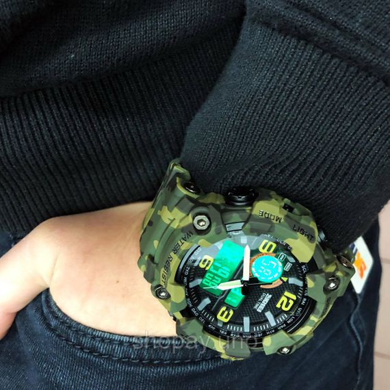 Годинник наручний чоловічий SKMEI 1520CMGN CAMO GREEN, годинник військовий чоловічий, для військовослужбовців. Колір: камуфляж | Зображення 8