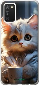 Чохол на Samsung Galaxy A02s A025F Білий кіт "5646u-2203-2448"