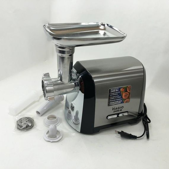 Мясорубка Magio MG-269, 2400 W, мясорубка электрическая металл, мясорубка с металлическим редуктором | Зображення 1