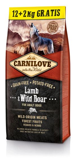 Сухий корм з ягнятком та диким кабаном для собак Carnilove Dog Adult Lamb & Wild Boar, 12 + 2 кг