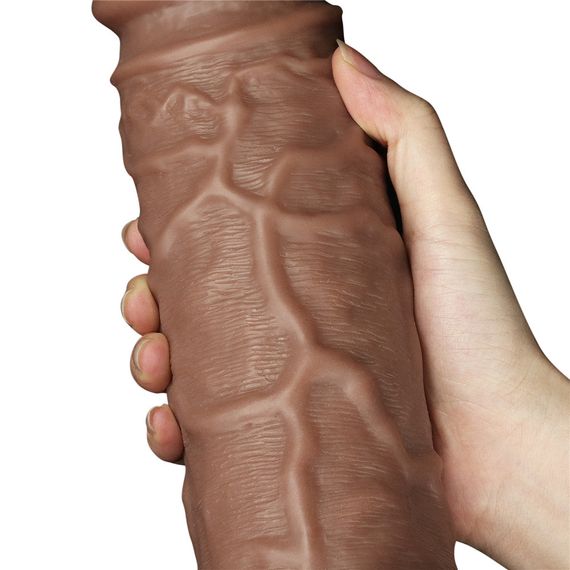 Реалистичный вибратор - King-Sized Realistic Chubby Vibrating Dildo 10.5" Brown sexstyle | Зображення 7