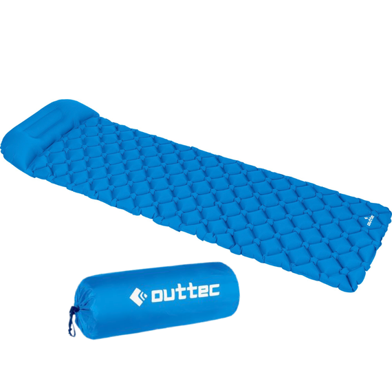 Надувний килимок Outtec 195х55х5см з подушкою соти голубий | Зображення 1