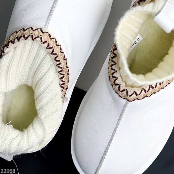 Белые низкие угги с текстильным манжетом натуральная кожа флотар | Зображення 8