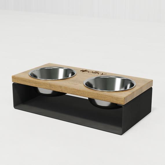 Миски на подставке из цельного металлического листа для собак и котов Hollky SteelWood S (2 × 0,45 л) SWS-36188-GRNT | Зображення 5