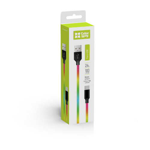 Кабель USB MicroUSB ColorWay CW-CBUM017-MC 2,4A 1м різнокольоровий