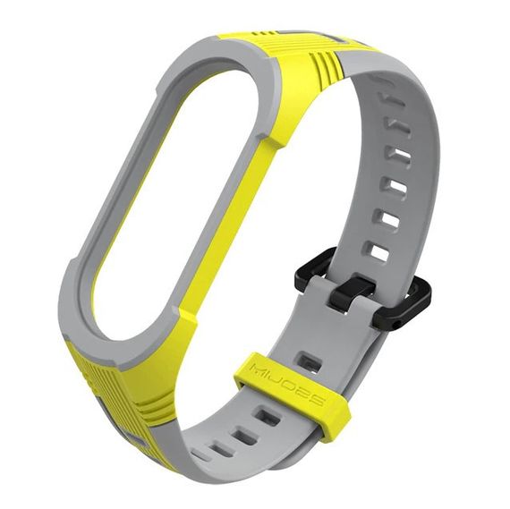 Силіконовий ремінець Primo Mijobs Perfor Classic для фітнес браслета Xiaomi Mi Smart Band 5 - Yellow-Grey | Зображення 1