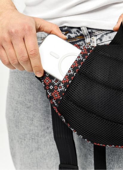 Большая мужская сумка бананка Sambag DynamicDart чорна тканевая 38 × 21 × 7 см (80411148m) | Зображення 2