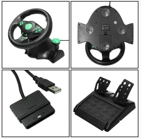 Руль игровой с педалями Vibrating Wheel PS3 PC USB | Зображення 2