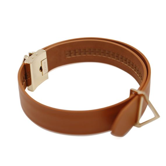 Нашийник з повідцем LOCKINK Tied Collar with Leash Set, коричневий, ланцюг зі шкіряною петлею та карабіном | Зображення 6