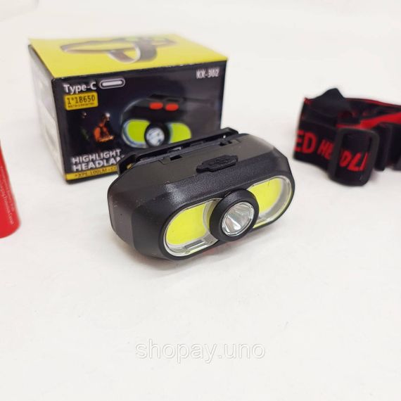 Налобный фонарь с креплением на голову KX-302-LED+2COB, Налобный фонарь с линзой, Головной фонарик AM-63 | Зображення 4