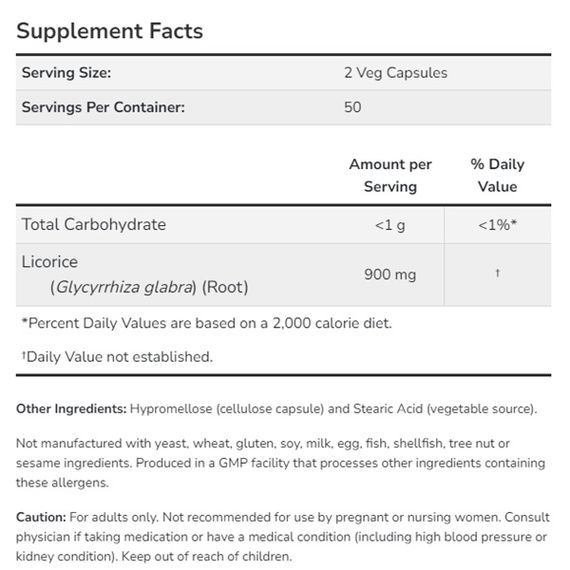 Корень солодки NOW Foods Licorice Root 450 mg 100 Caps | Зображення 1